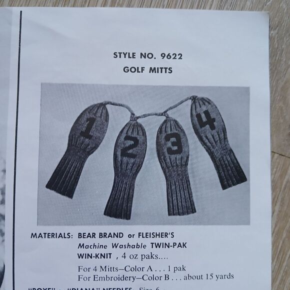 Vintage MCM Bucilla, Bear, Fleisher Men's Classics Sweater Knitting Gauge Guide - Picture 7 of 10